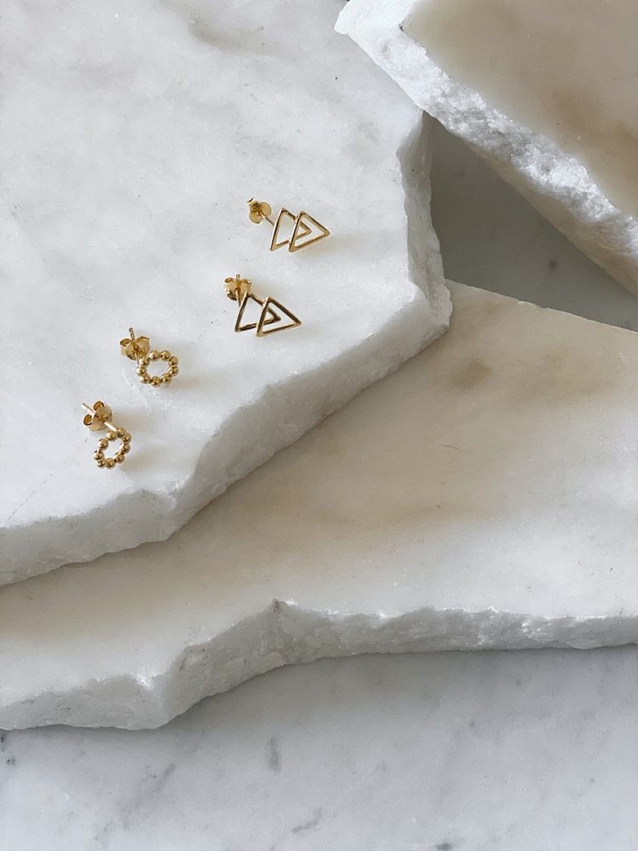 Jewellery ICHU JEWELLERY | Double Triangle Stud Earrings, Gold