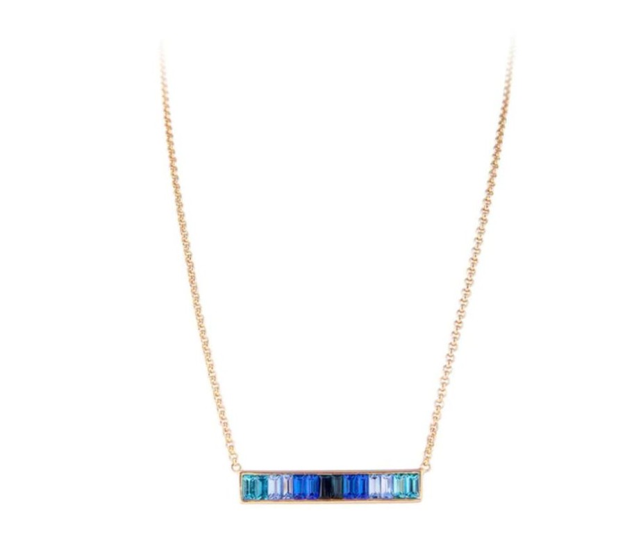 Jewellery FAIRLEY | Blue Green Ombre Bar Necklace