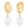 Jewellery FAIRLEY | Golden Seashell Pearl Drops