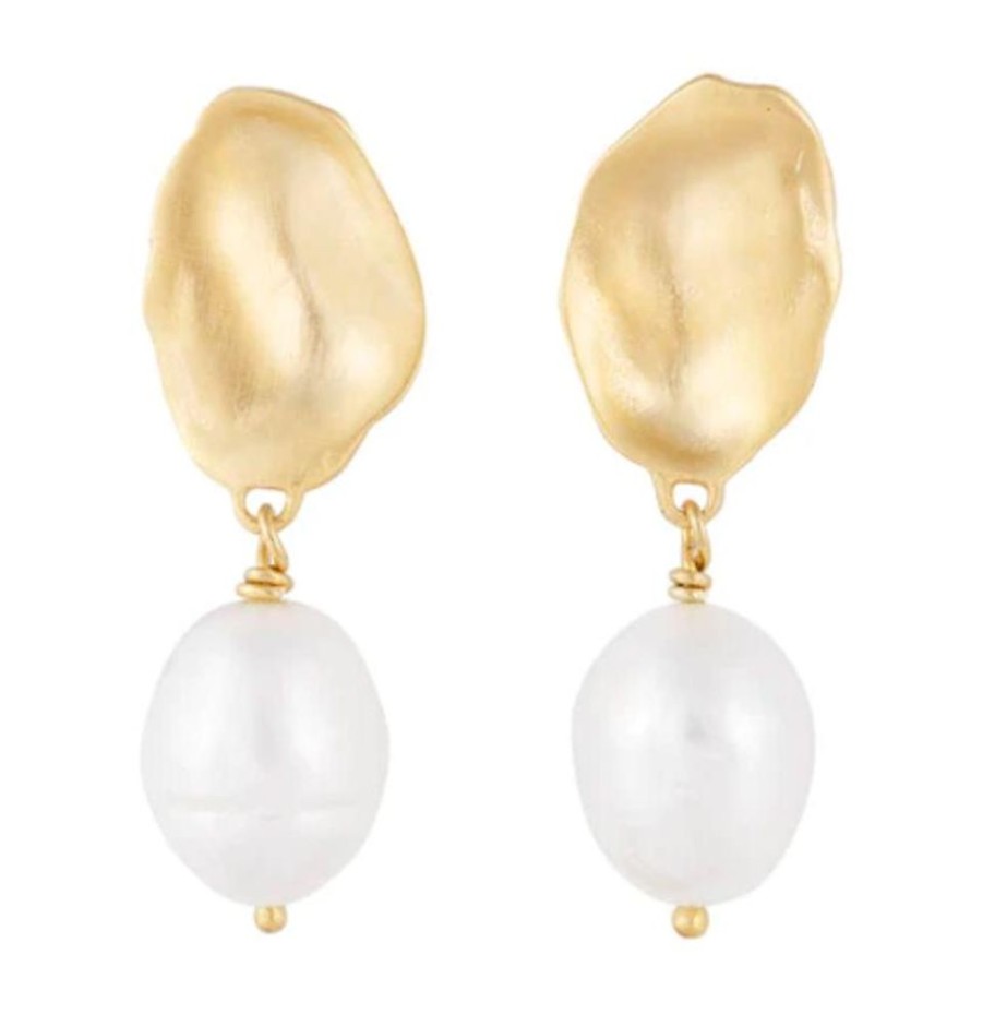 Jewellery FAIRLEY | Golden Seashell Pearl Drops