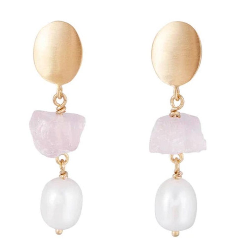 Jewellery FAIRLEY | Free Form Rose Quartz Earrings