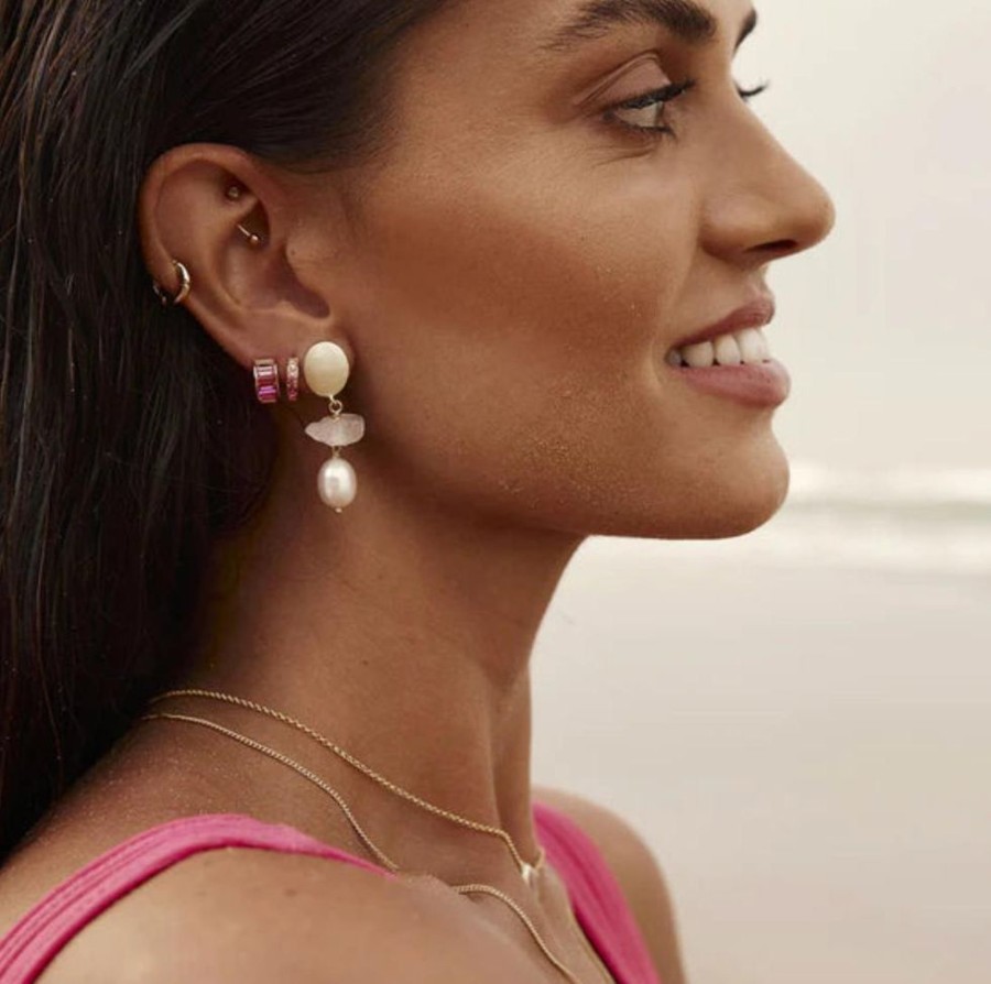 Jewellery FAIRLEY | Free Form Rose Quartz Earrings