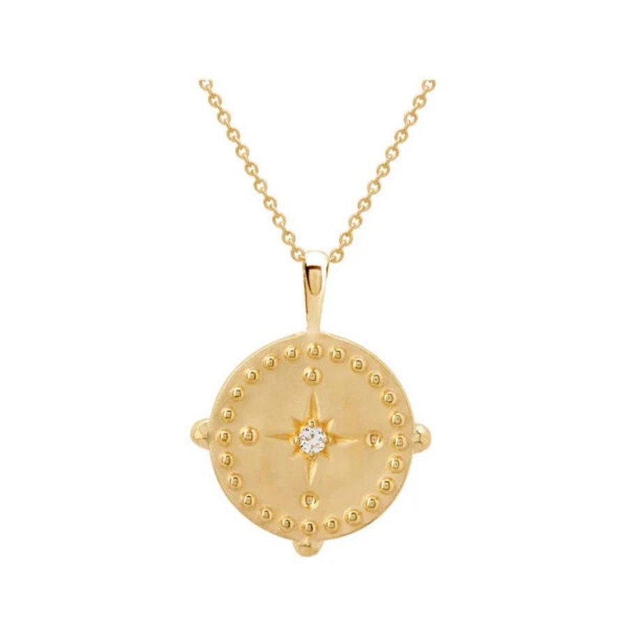 Jewellery MURKANI | Pendant Disc Necklace In 18 Kt Yellow Gold Plate