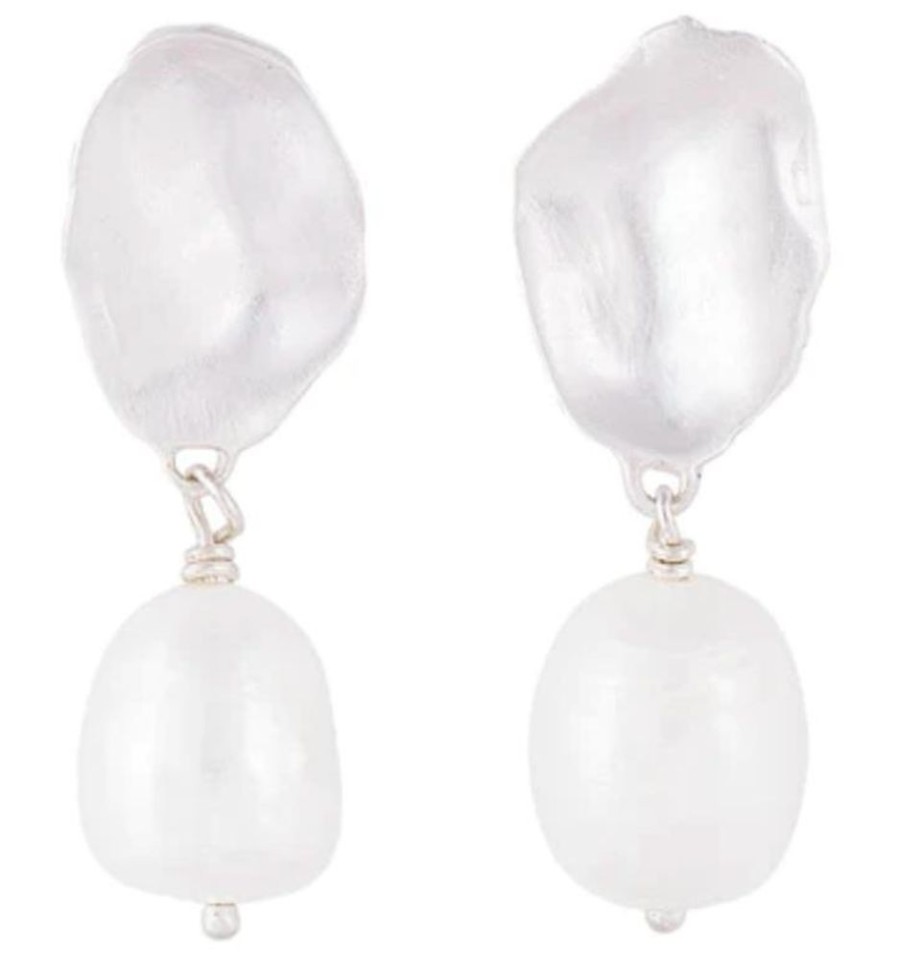 Jewellery FAIRLEY | Silver Seashell Pearl Drops