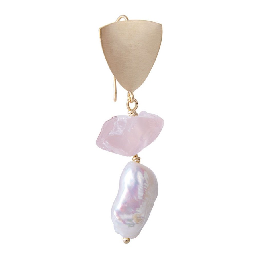 Jewellery FAIRLEY | Rose Quartz Pearl Drops