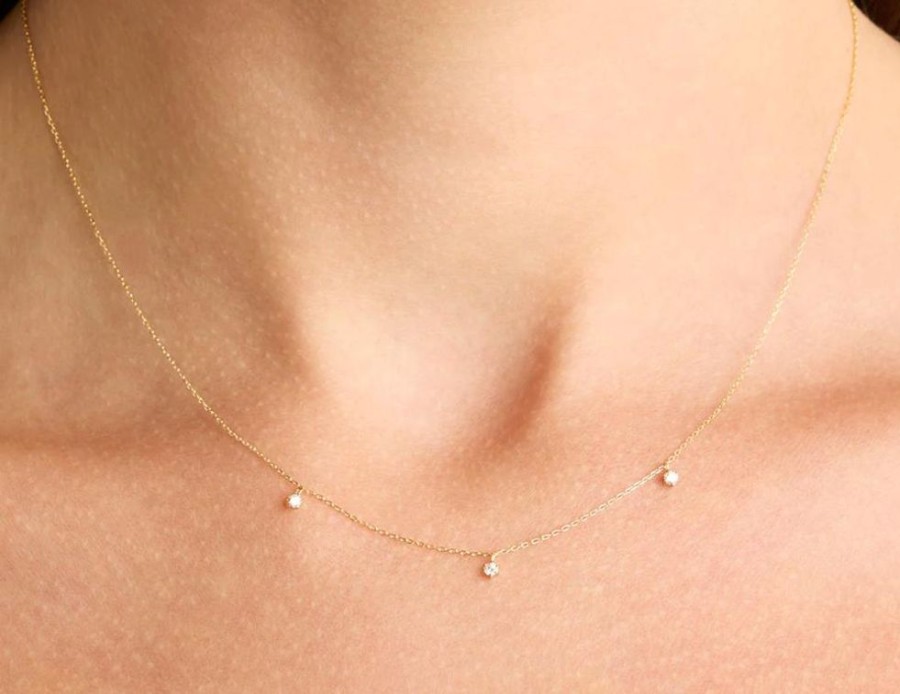 Jewellery BY CHARLOTTE | 14K Gold Droplets Diamond Necklace