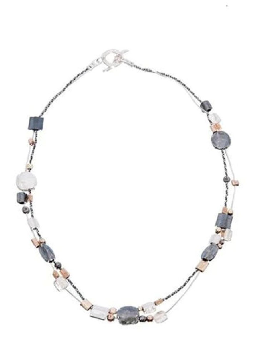 Jewellery ISRAELI | Necklace Multi Strand Silver And Gold Filled Shapes