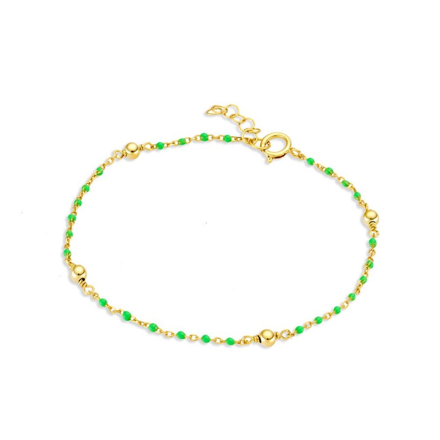 Jewellery Reflections Silver Jewellery | Gold Plated And Green Apple Enamel Bracelet