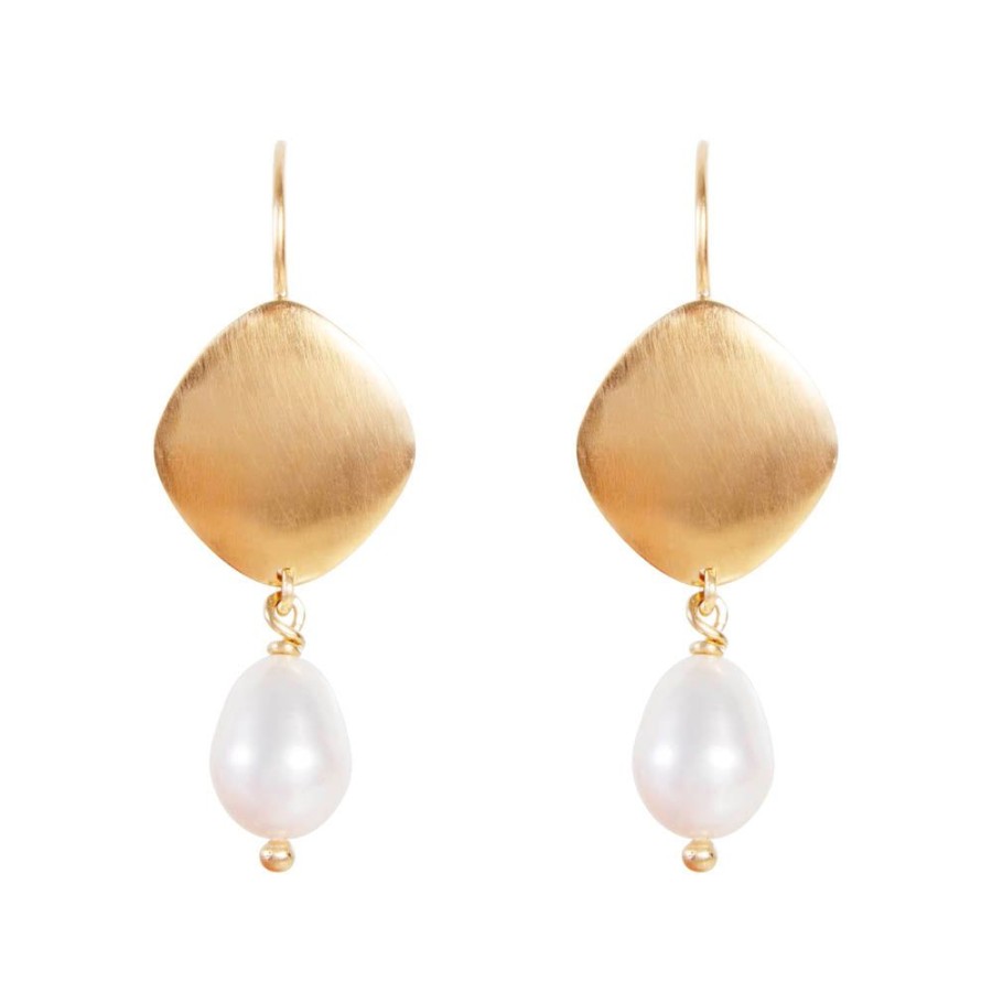 Jewellery FAIRLEY | Pearl Disc Drops - Gold