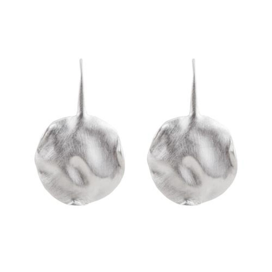 Jewellery FAIRLEY | Alexa Beaten Disc Earrings - Silver