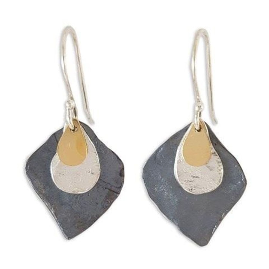 Jewellery ISRAELI | Earrings Silver Gold Filled Layered Leaf Shape