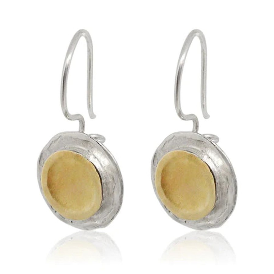 Jewellery ISRAELI | Earrings 9Ct Gold And Silver Round