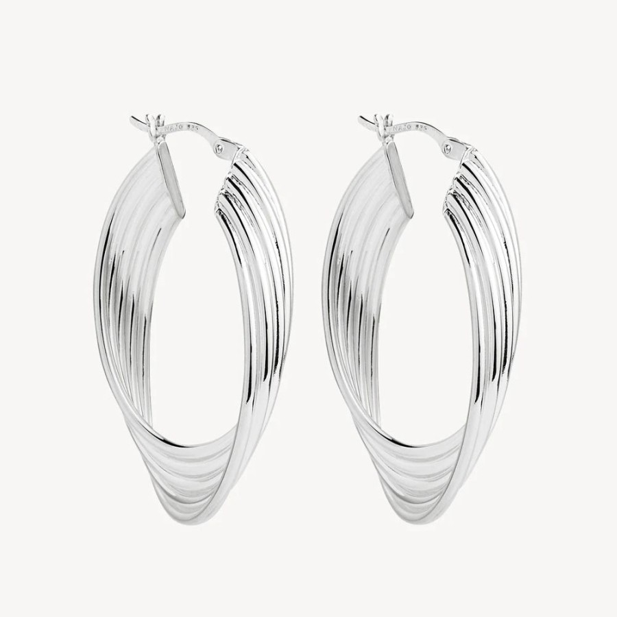 Jewellery NAJO | Awaken Oval Silver Hoop Earrings