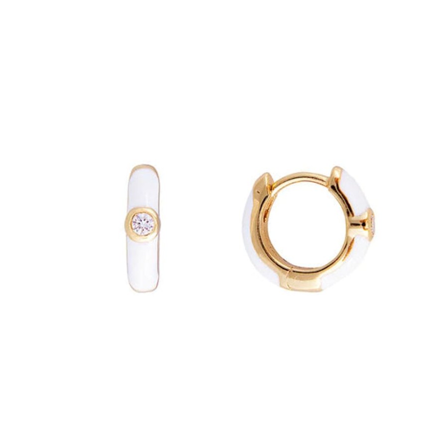 Jewellery FAIRLEY | Coconut Enamel Huggies