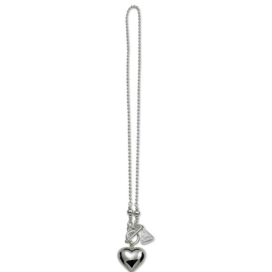 Jewellery VON TRESKOW | Silver Ball Chain Puffy Heart Necklace