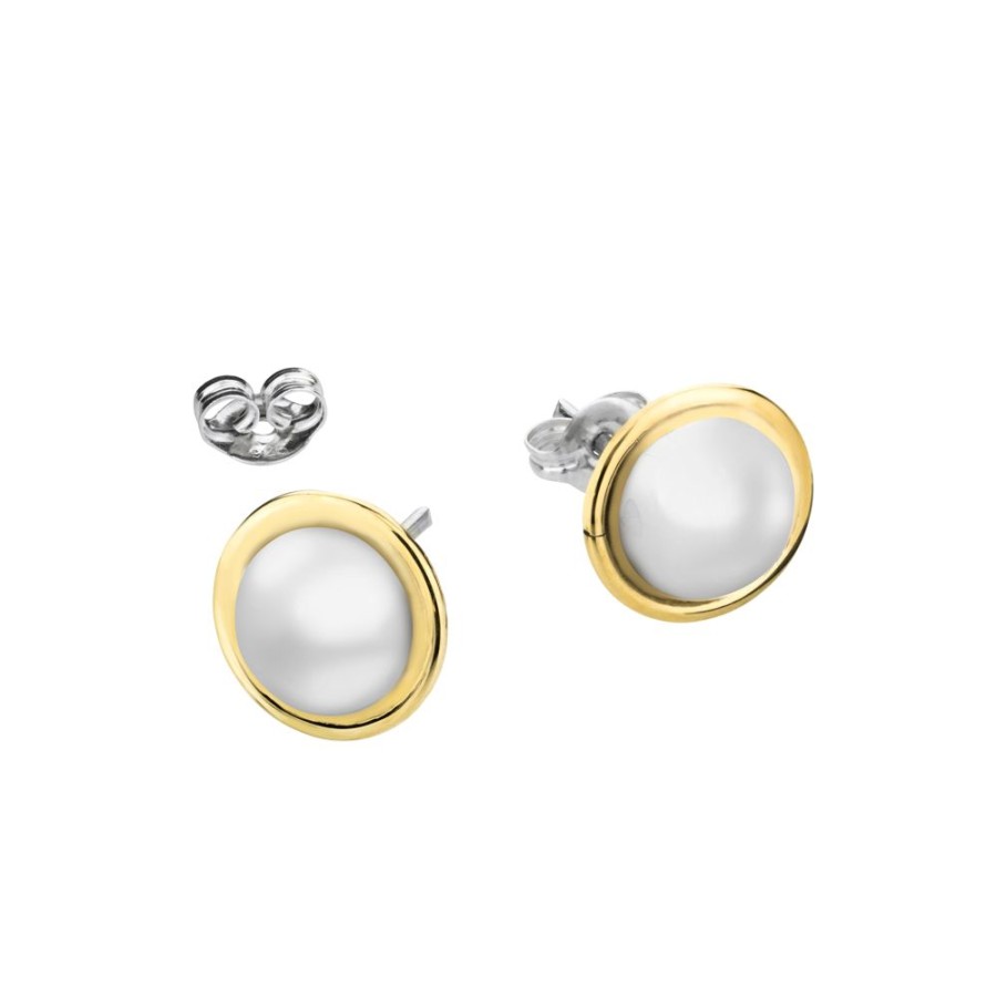 Jewellery ICHU JEWELLERY | Two Tone Plain Edge Ball Earrings