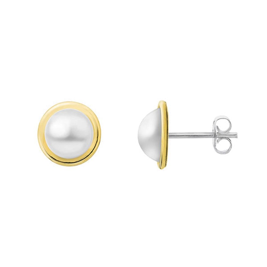 Jewellery ICHU JEWELLERY | Two Tone Plain Edge Ball Earrings