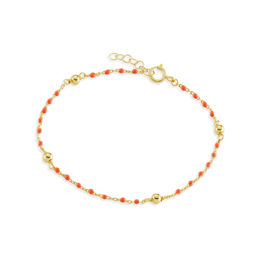 Jewellery Reflections Silver Jewellery | Gold Plated And Coral Enamel Bracelet