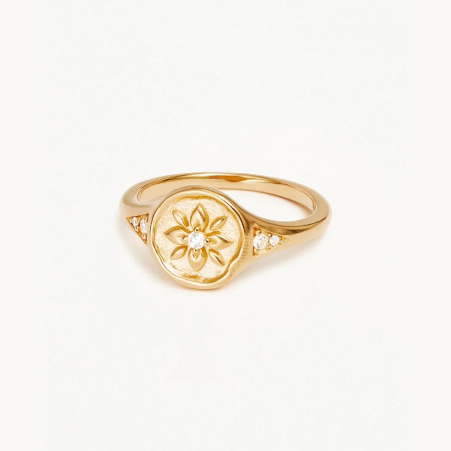 Jewellery BY CHARLOTTE | Ring Lotus Signet Gold Plated