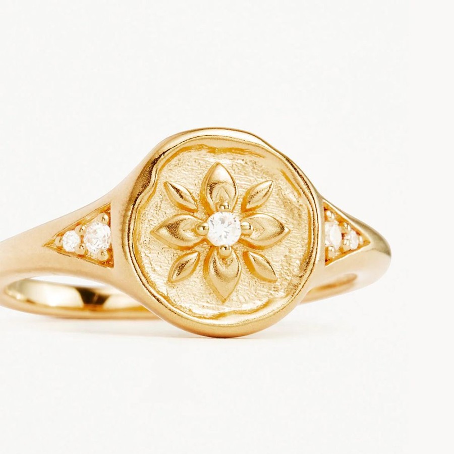 Jewellery BY CHARLOTTE | Ring Lotus Signet Gold Plated