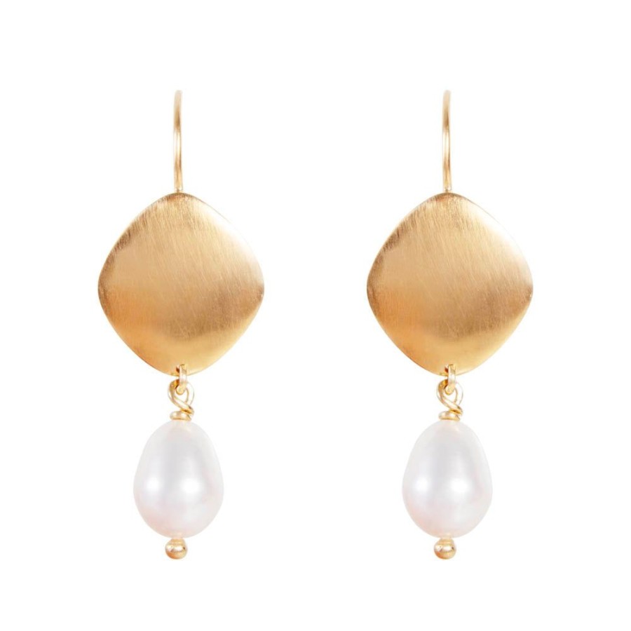 Jewellery FAIRLEY | Pearl Disc Drops - Gold