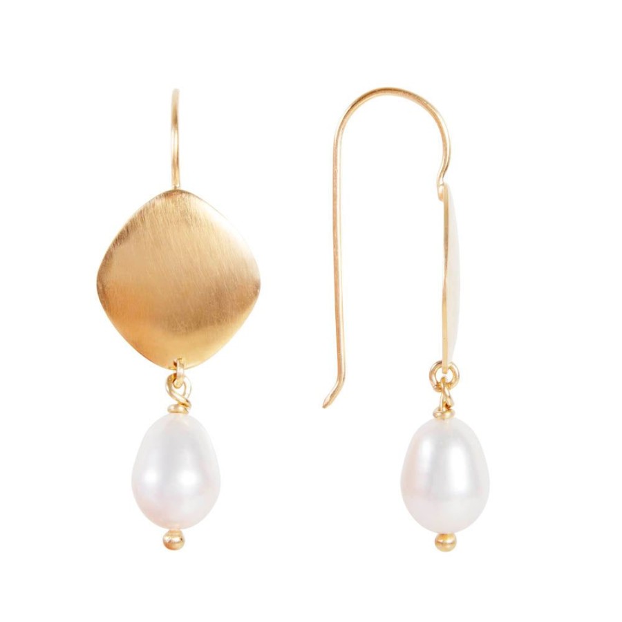 Jewellery FAIRLEY | Pearl Disc Drops - Gold