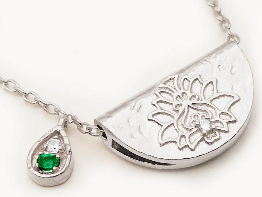 Jewellery BY CHARLOTTE | Silver Lotus Birthstone Necklace - May