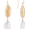 Jewellery FAIRLEY | Keshi Pearl Hoop Earrings - Gold