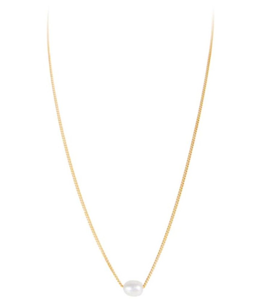 Jewellery FAIRLEY | Mini Pearl Teardrop Necklace - Gold