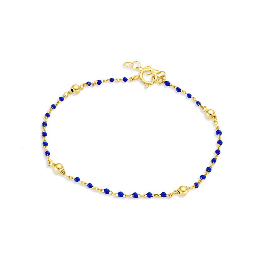 Jewellery Reflections Silver Jewellery | Gold Plated And Navy Enamel Bracelet