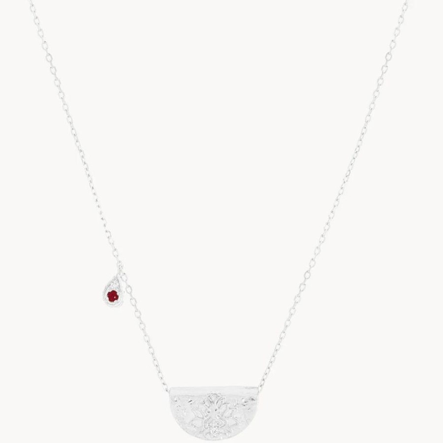 Jewellery BY CHARLOTTE | Silver Lotus Birthstone Necklace - February