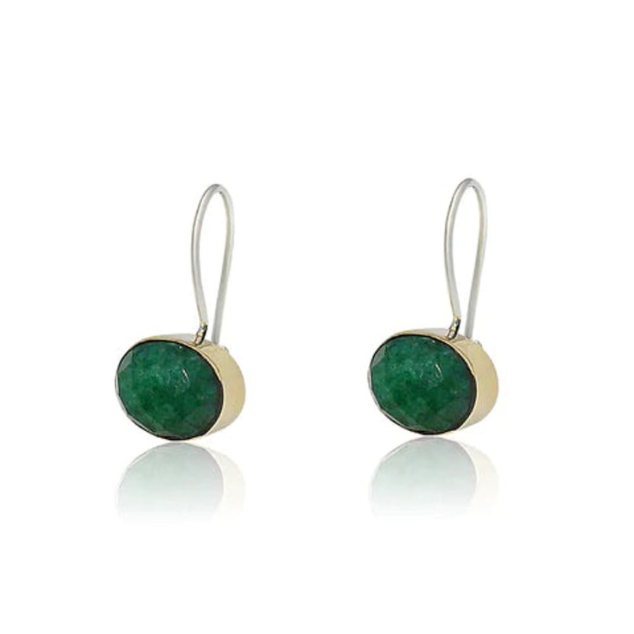 Jewellery ISRAELI | Earrings Oval Fixed Emerald 9Ct Gold