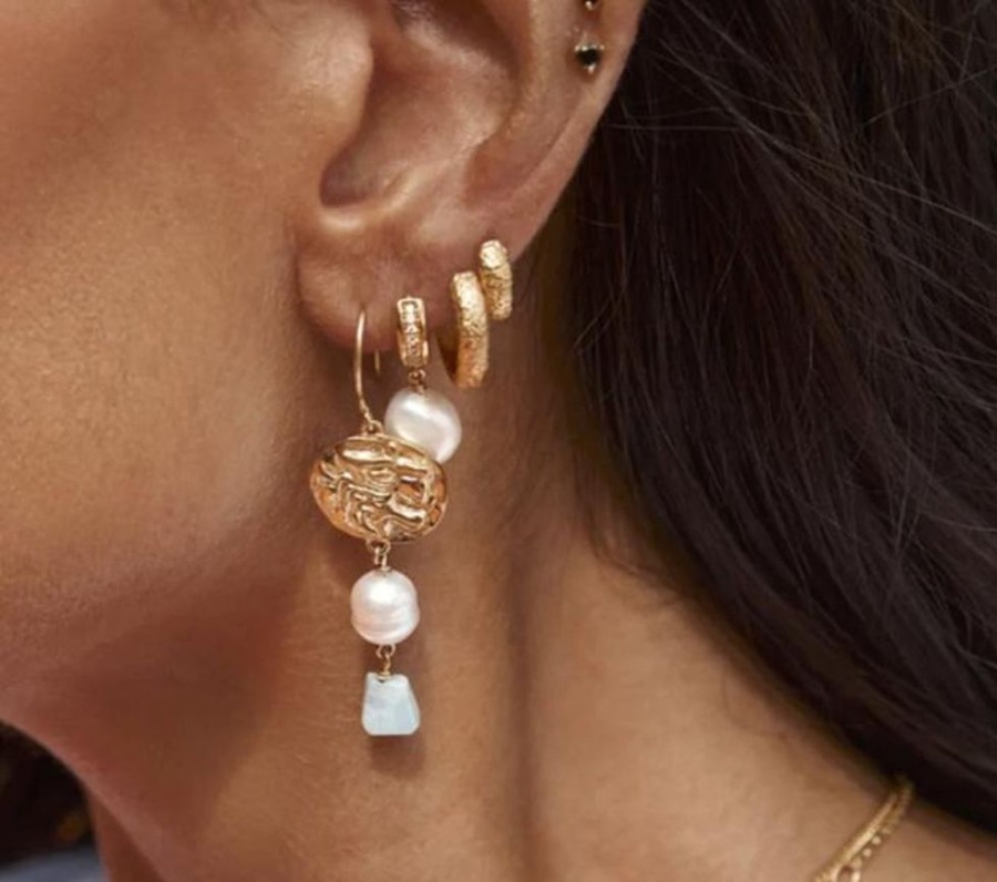 Jewellery FAIRLEY | Pave Crystal Pearl Hoops