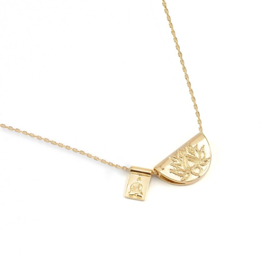 Jewellery BY CHARLOTTE | Short Lotus And Budda Yellow Gold