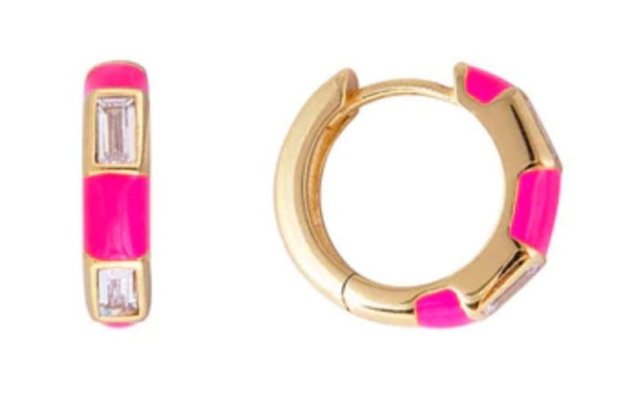 Jewellery FAIRLEY | Neon Pink Midi Hoops - Gold