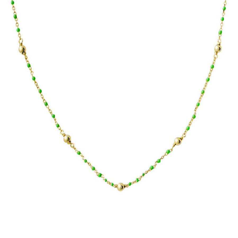 Jewellery Reflections Silver Jewellery | Apple Green Enamel And Gold Plated Necklace