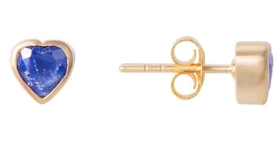 Jewellery FAIRLEY | Sapphire Heart Studs - On Sale (50% Off)