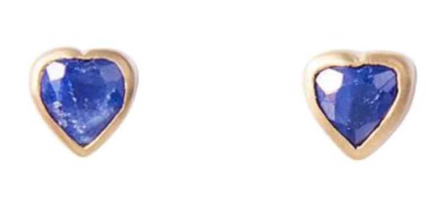 Jewellery FAIRLEY | Sapphire Heart Studs - On Sale (50% Off)