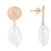 Jewellery FAIRLEY | Ancient Coin Pearl Drop Earrings - Gold