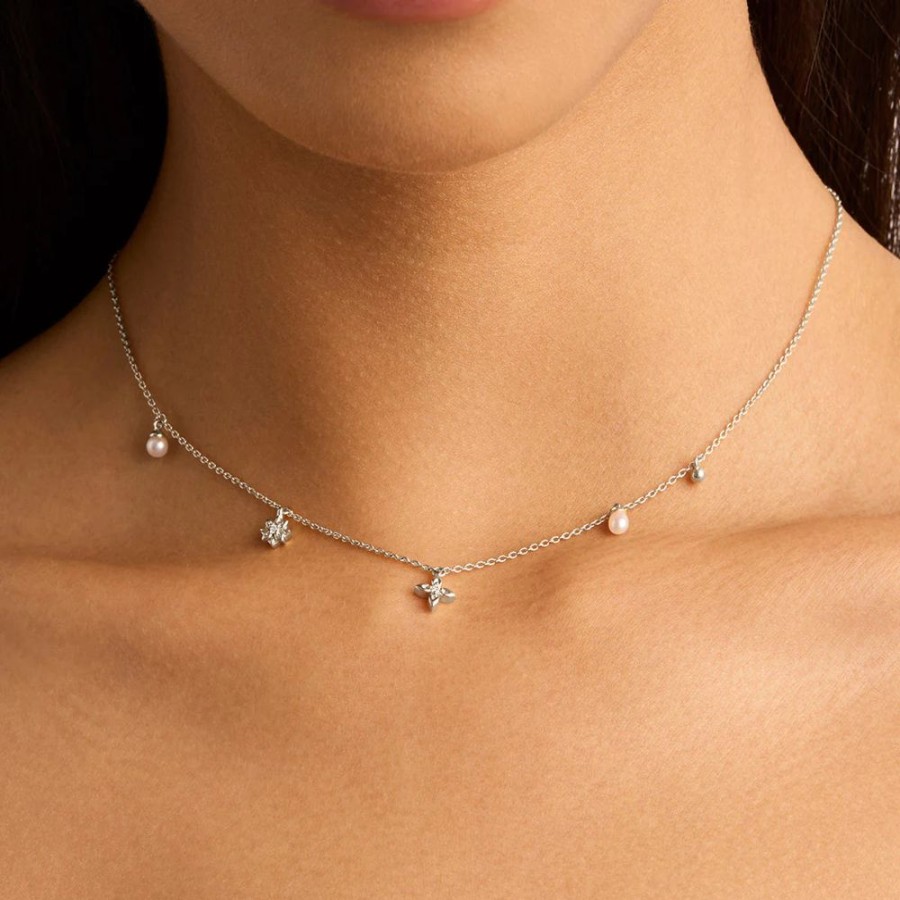 Jewellery BY CHARLOTTE | Live In Peace Pearl Choker - Sterling Silver