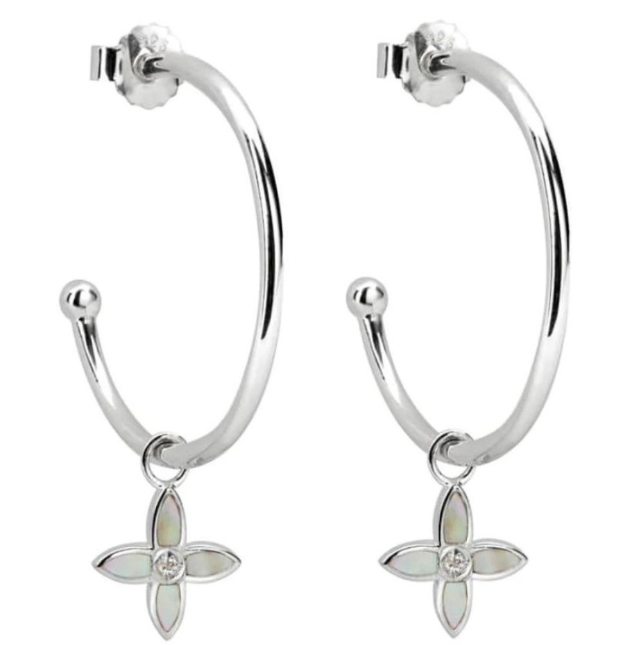 Jewellery MURKANI | Desert Flower Medium Hoop Earrings - Silver