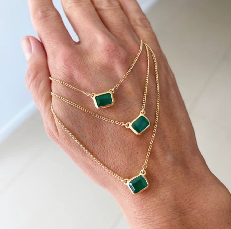 Jewellery FAIRLEY | Green Agate Deco Necklace