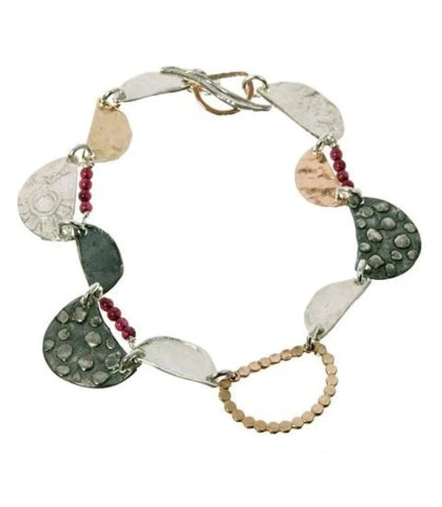 Jewellery ISRAELI | Bracelet Handmade Sterling And Gold Filled Dots And Garnet