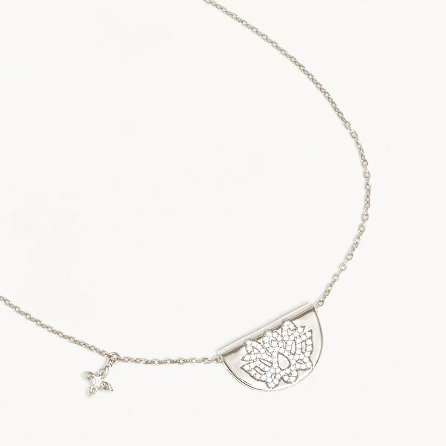 Jewellery BY CHARLOTTE | Live And Light Lotus Necklace Silver