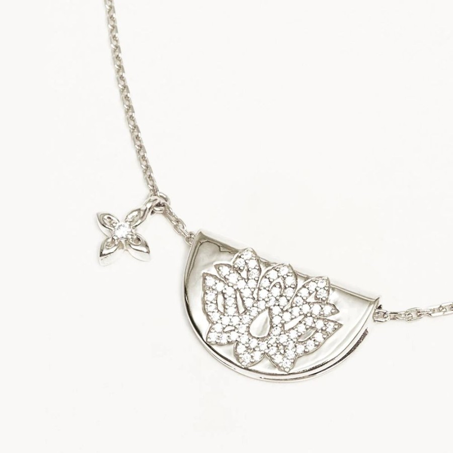 Jewellery BY CHARLOTTE | Live And Light Lotus Necklace Silver