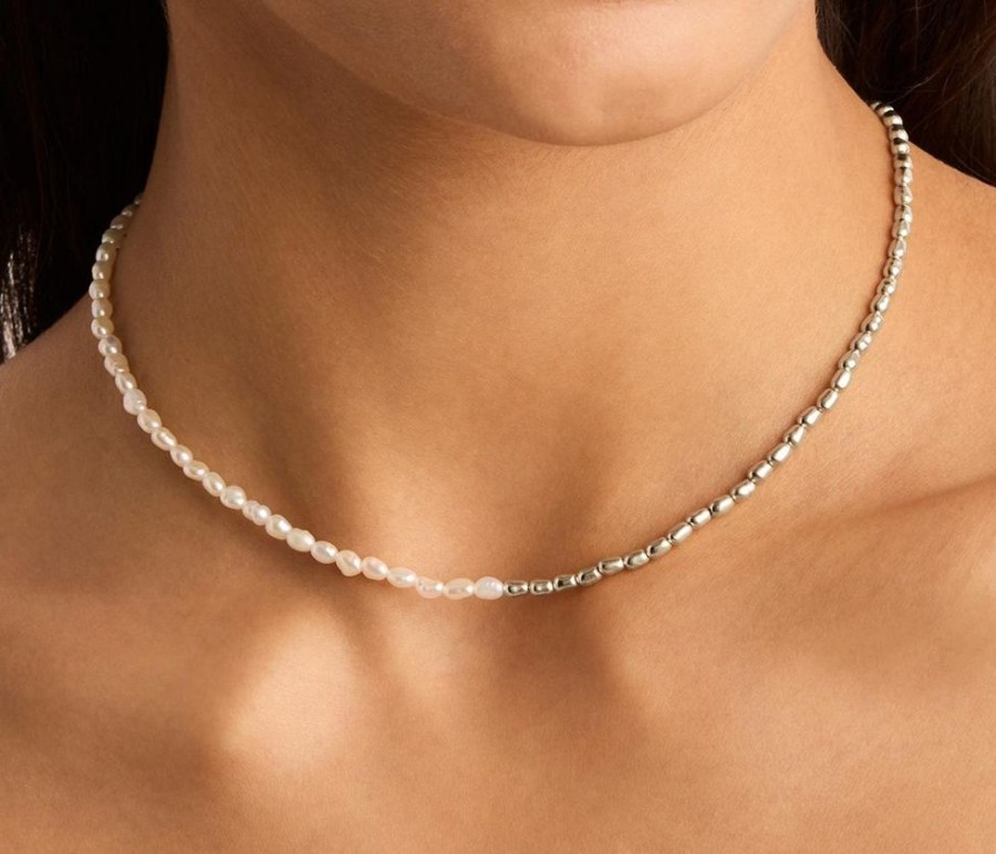 Jewellery BY CHARLOTTE | By Your Side Pearl Choker - Sterling Silver