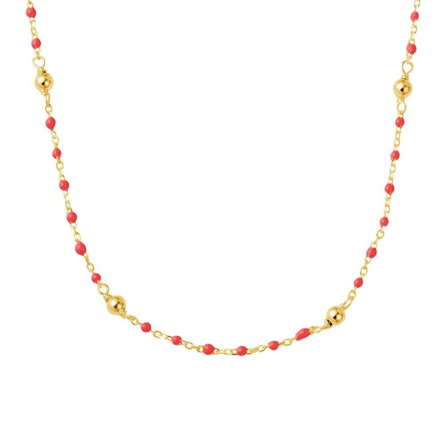 Jewellery Reflections Silver Jewellery | Coral Enamel And Gold Plated Necklace