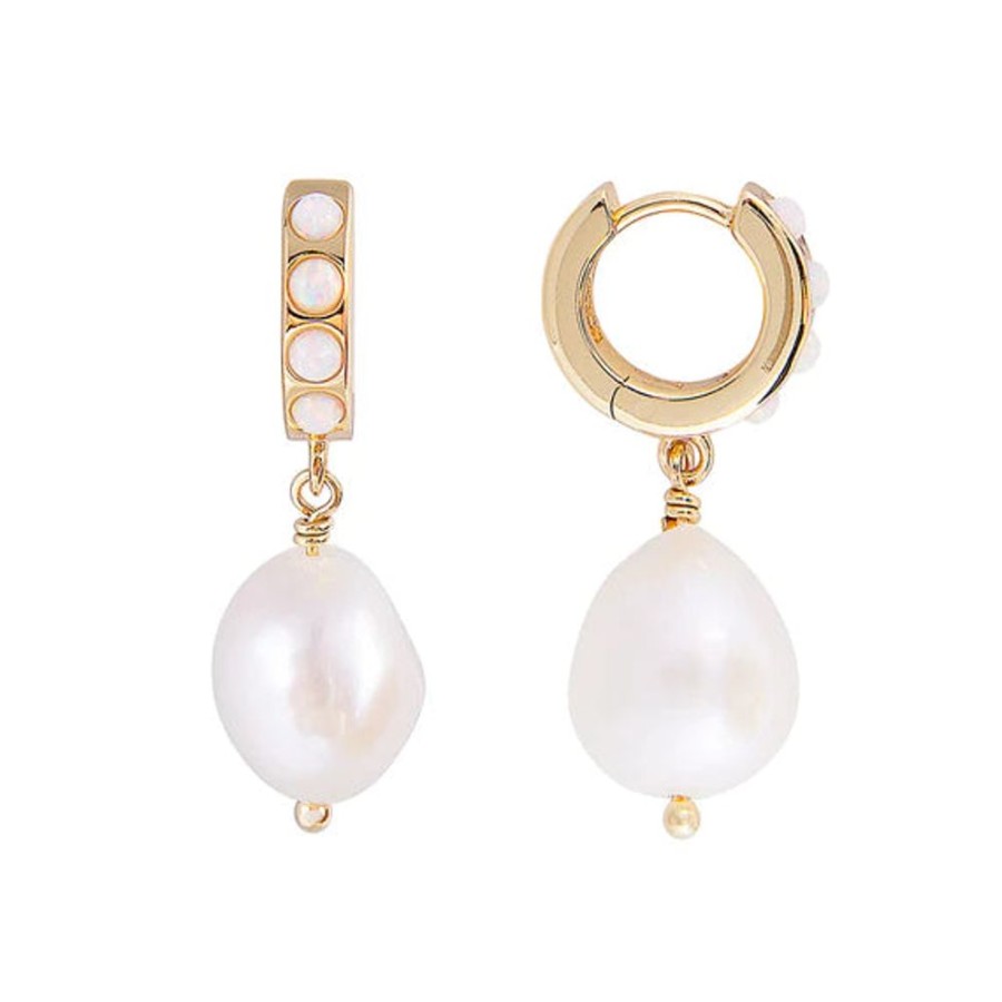 Jewellery FAIRLEY | Pearl Petal Hooks Gold