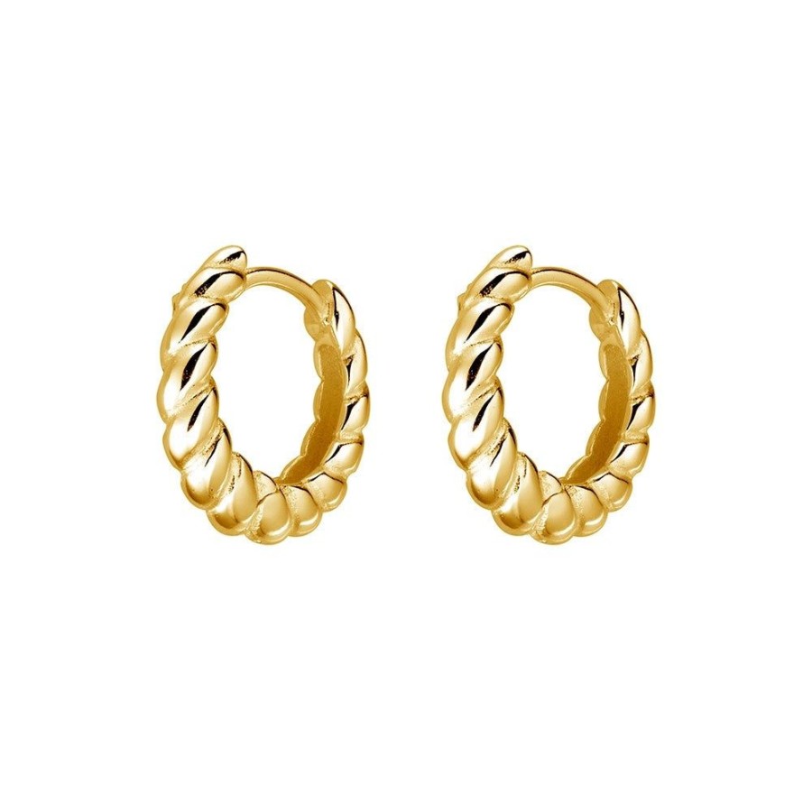 Jewellery Reflections Silver Jewellery | Earrings Twisted Hoop - Gold Plated