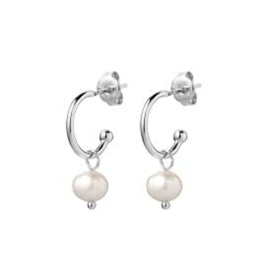 Jewellery Reflections Silver Jewellery | Mini Hoops With Pearl Drop